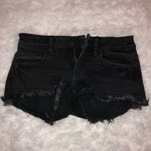 black denim shorts